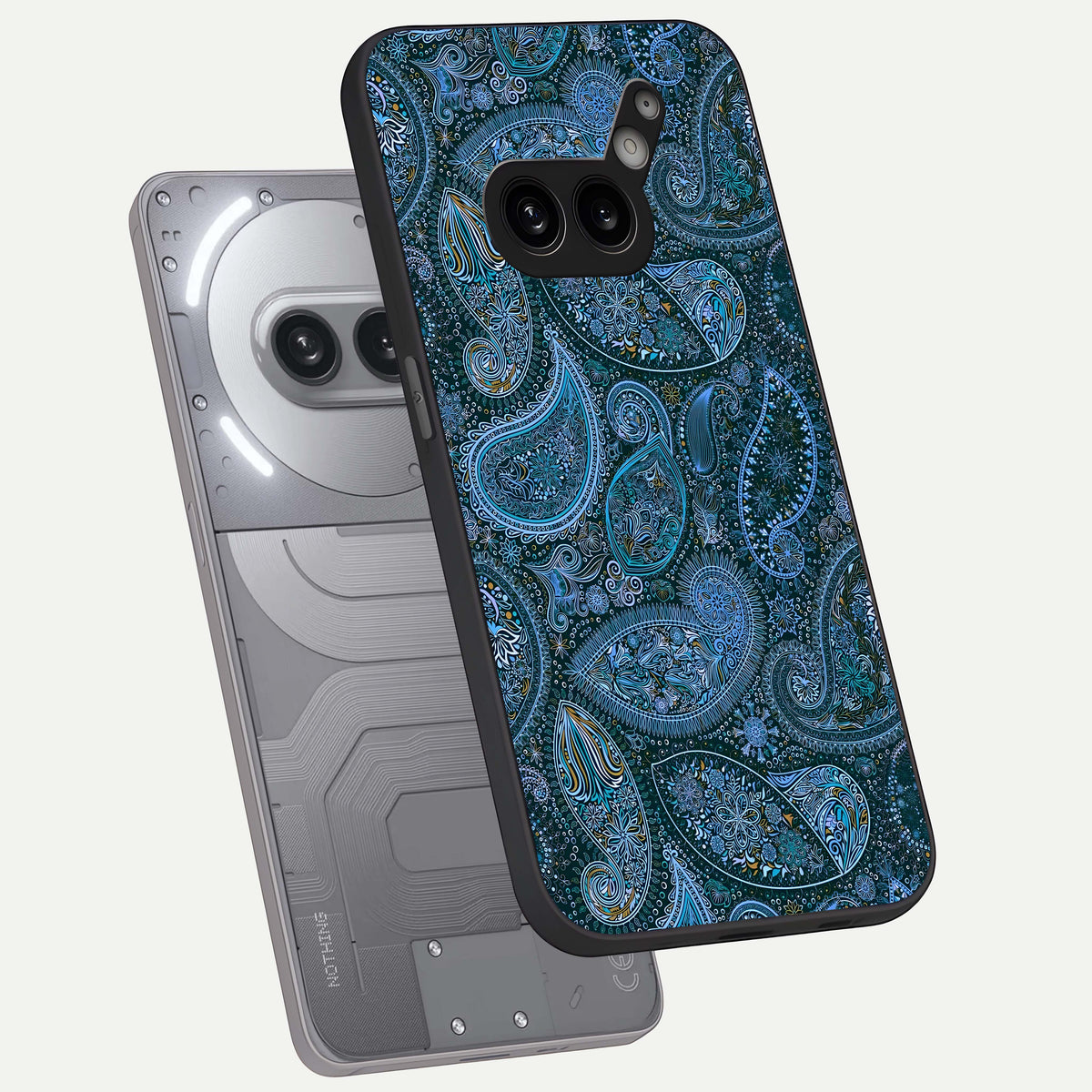  Midnight Paisley Glow phone case For Nothing Phone 2A Plus showing premium glass back cover with detailed artwork