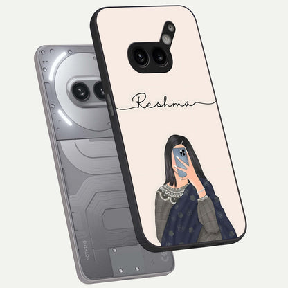  Mirror Mood Muse With Custom Name phone case For Nothing Phone 2A Plus showing premium glass back cover with detailed artwork