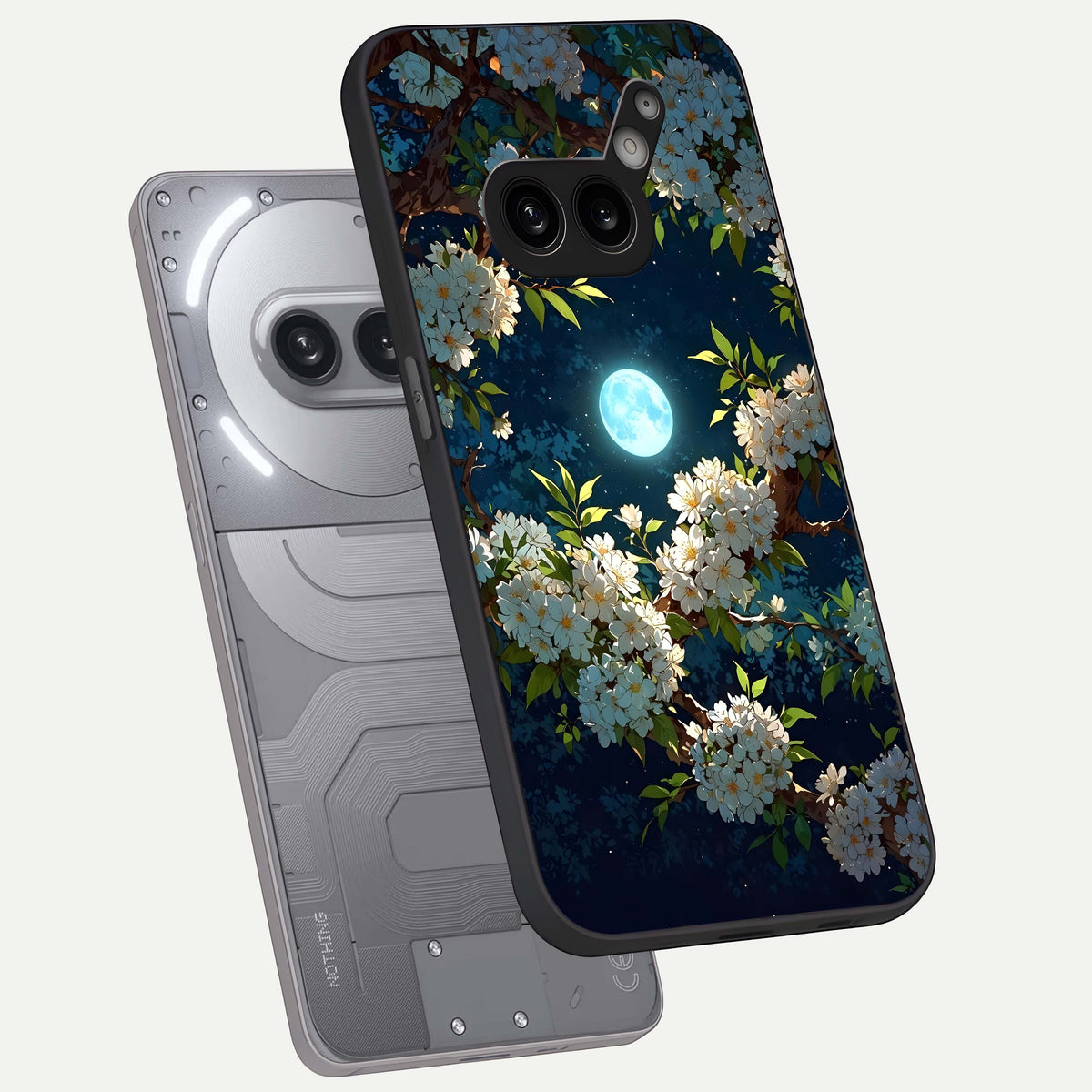  Moonlit Blossom Dream phone case For Nothing Phone 2A Plus showing premium glass back cover with detailed artwork