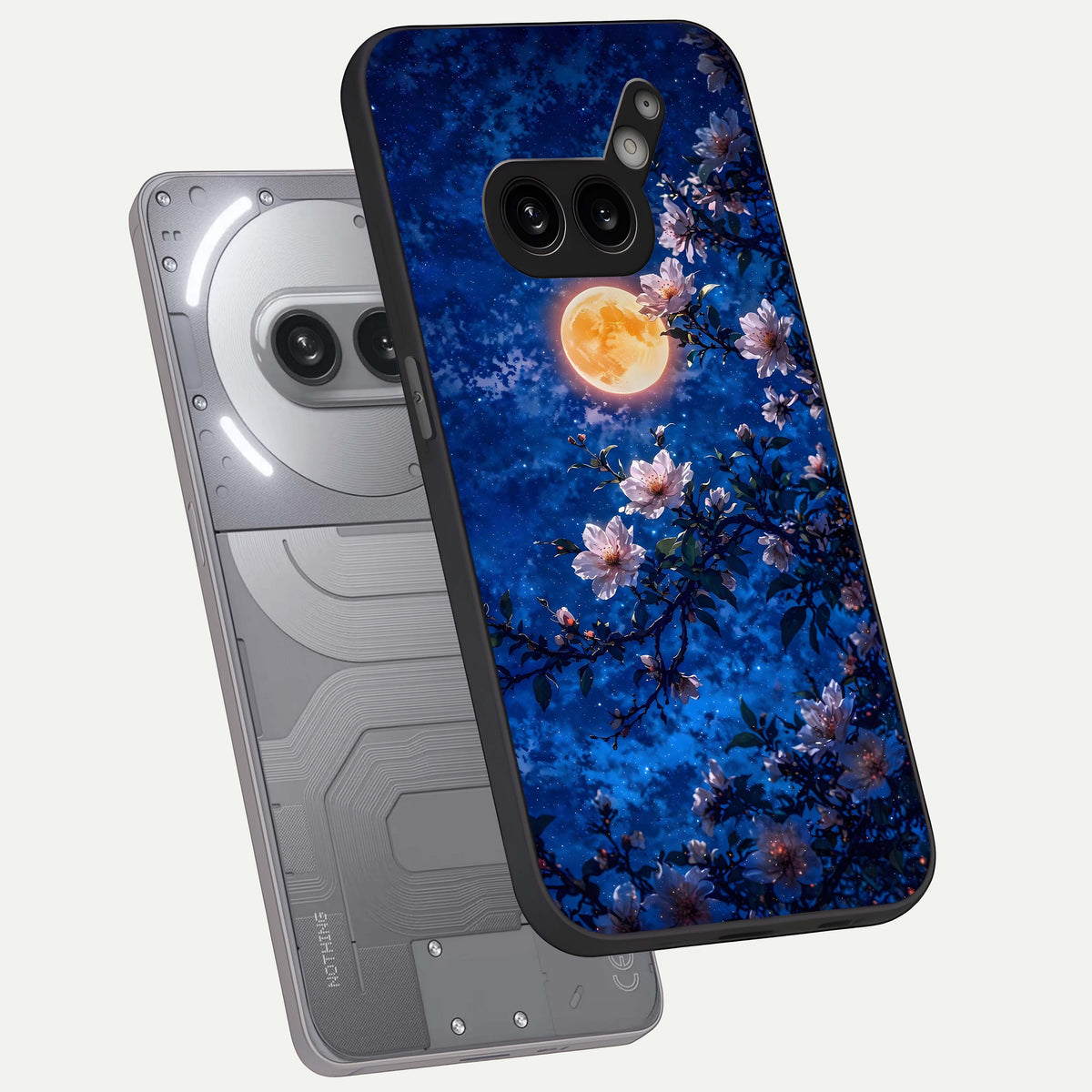  Moonlit Blossoms Night phone case For Nothing Phone 2A Plus showing premium glass back cover with detailed artwork