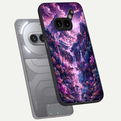  Mystic Cascade Peaks phone case For Nothing Phone 2A Plus showing premium glass back cover with detailed artwork