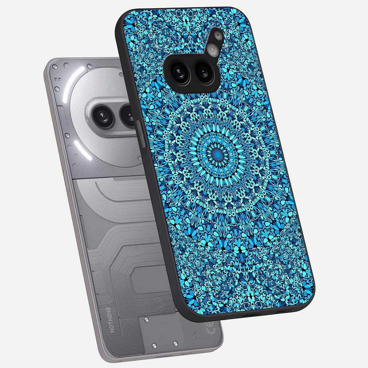  Ocean Bloom Mandala phone case For Nothing Phone 2A Plus showing premium glass back cover with detailed artwork