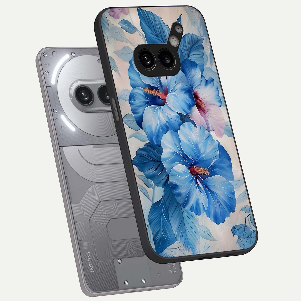  Ocean Hibiscus Grace phone case For Nothing Phone 2A Plus showing premium glass back cover with detailed artwork