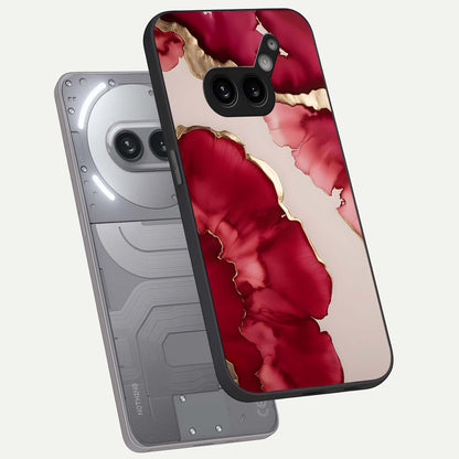  Pink And White Marble phone case For Nothing Phone 2A Plus showing premium glass back cover with detailed artwork