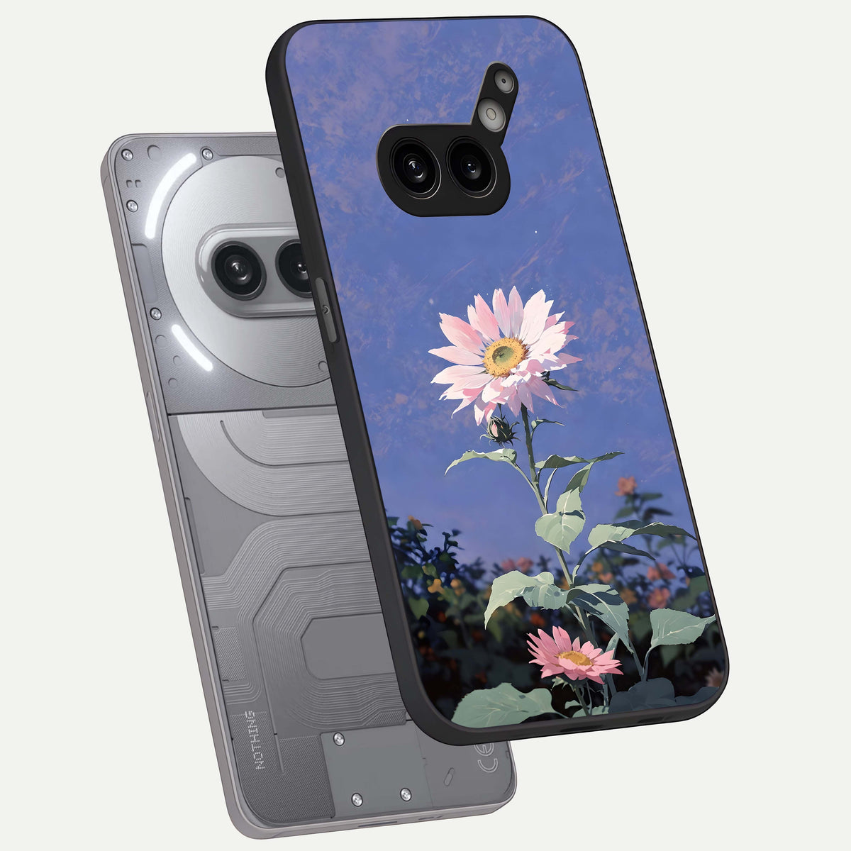  Pink Shells Outline phone case For Nothing Phone 2A Plus showing premium glass back cover with detailed artwork