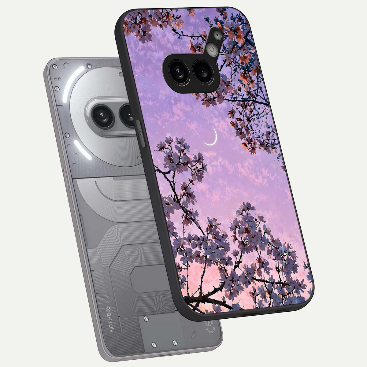  Purple Serenity Moon phone case For Nothing Phone 2A Plus showing premium glass back cover with detailed artwork