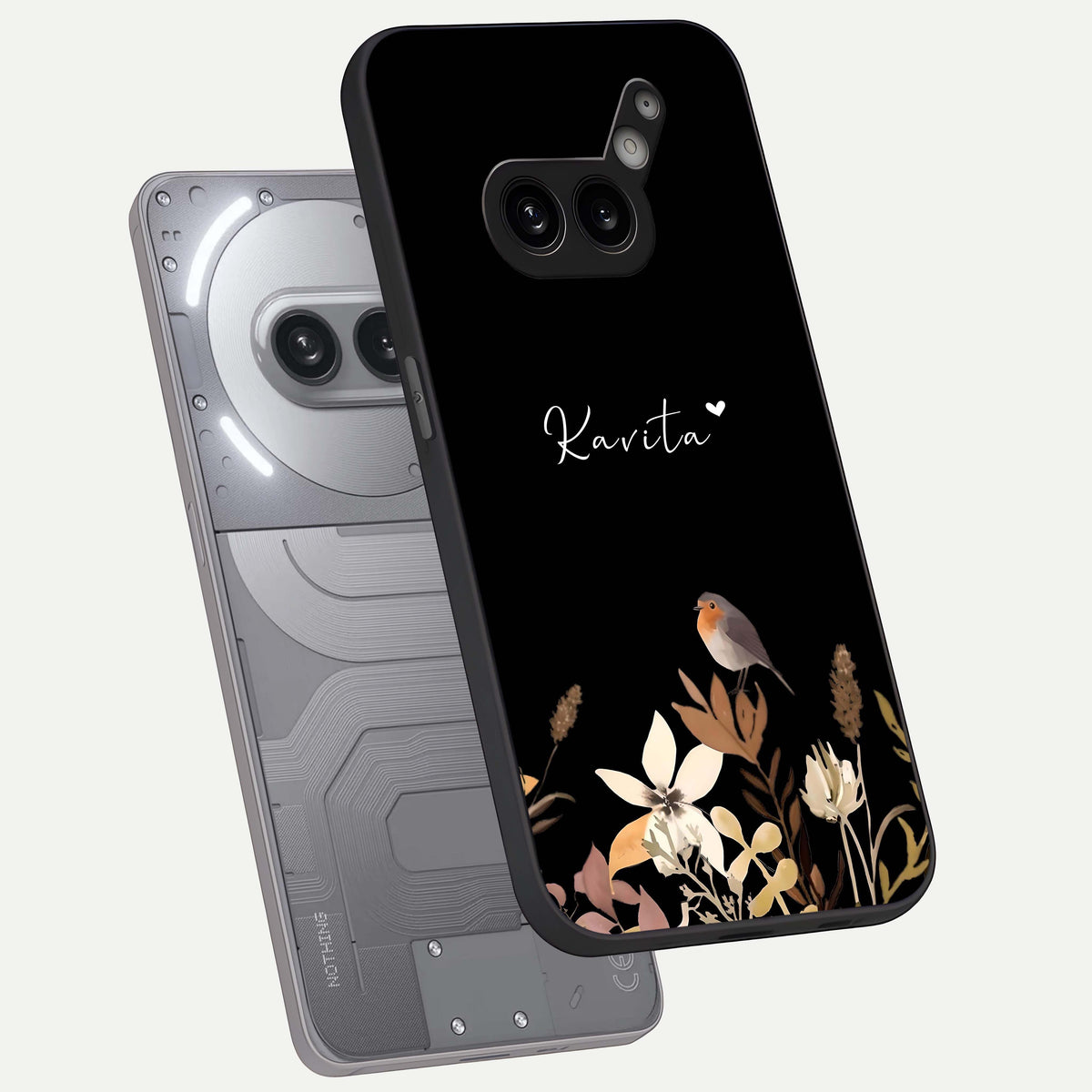  Quiet Garden Tune Custom Name phone case For Nothing Phone 2A Plus showing premium glass back cover with detailed artwork