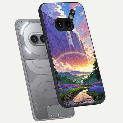  Rainbow Valley Dream phone case For Nothing Phone 2A Plus showing premium glass back cover with detailed artwork