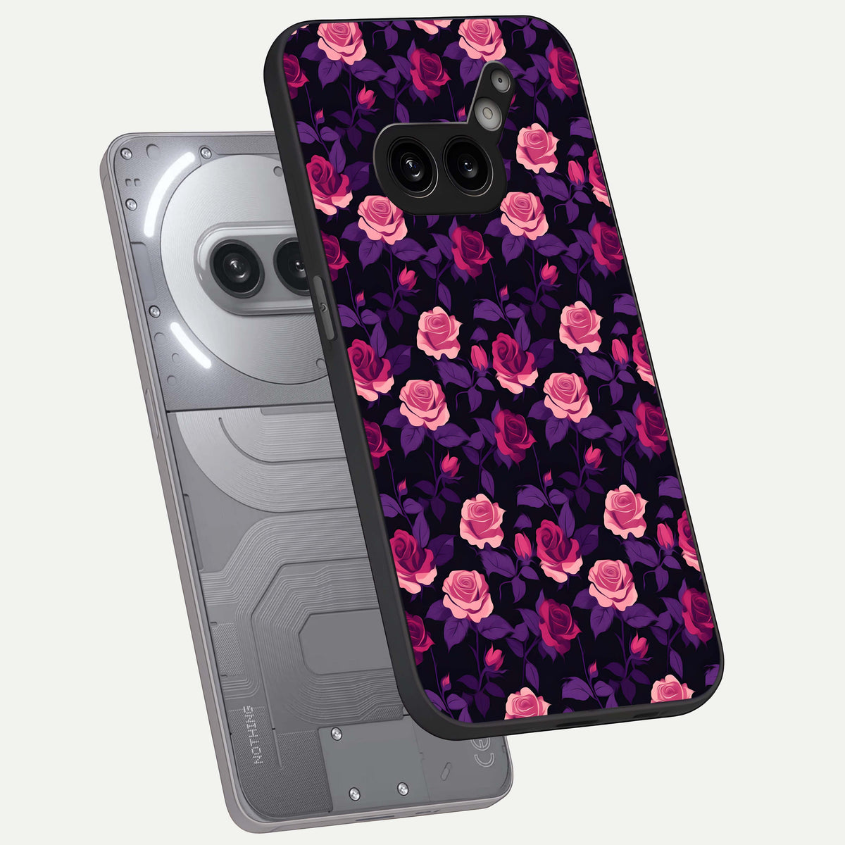  Rose Garden Twilight phone case For Nothing Phone 2A Plus showing premium glass back cover with detailed artwork