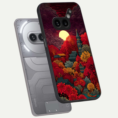  Scarlet Autumn Temple phone case For Nothing Phone 2A Plus showing premium glass back cover with detailed artwork