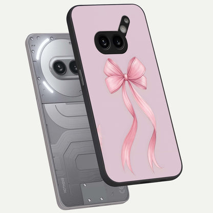  Soft Blush Bow phone case For Nothing Phone 2A Plus showing premium glass back cover with detailed artwork
