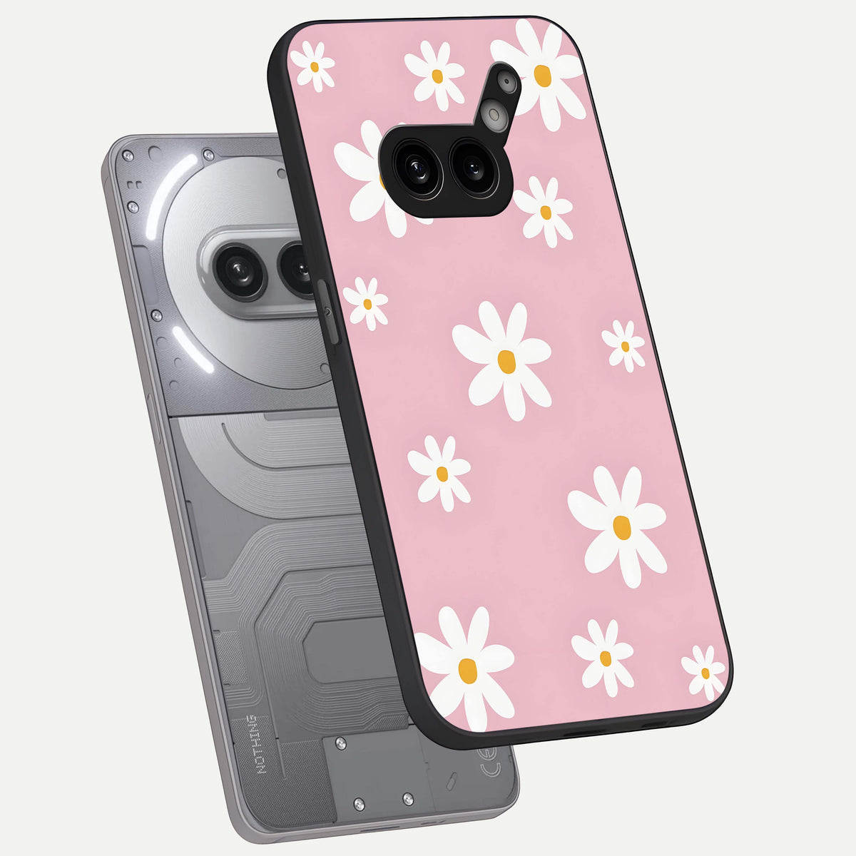  Soft Daisy Bliss phone case For Nothing Phone 2A Plus showing premium glass back cover with detailed artwork
