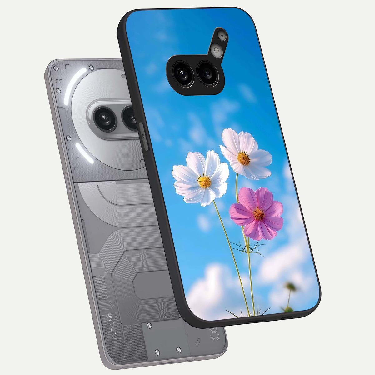  Tripple Flowers With Sky phone case For Nothing Phone 2A Plus showing premium glass back cover with detailed artwork