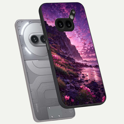  Twilight Blossom Coast phone case For Nothing Phone 2A Plus showing premium glass back cover with detailed artwork