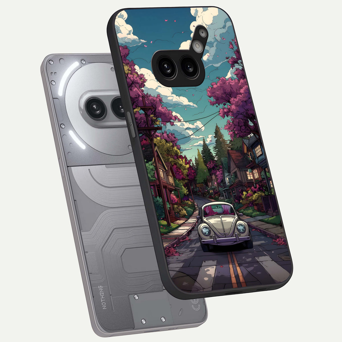  Vintage Street Drive phone case For Nothing Phone 2A Plus showing premium glass back cover with detailed artwork