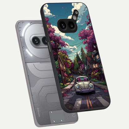  Vintage Street Drive phone case For Nothing Phone 2A Plus showing premium glass back cover with detailed artwork