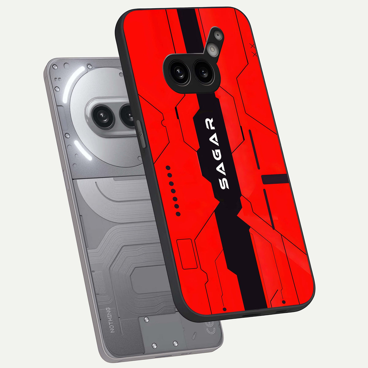  Voltage Rise CYBERPUNK Custom Name phone case For Nothing Phone 2A Plus showing premium custom name glass back cover
