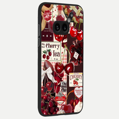 Aesthetic Cherry Tea Glass Case displayed upright for full cherry-themed visibility and premium finish.