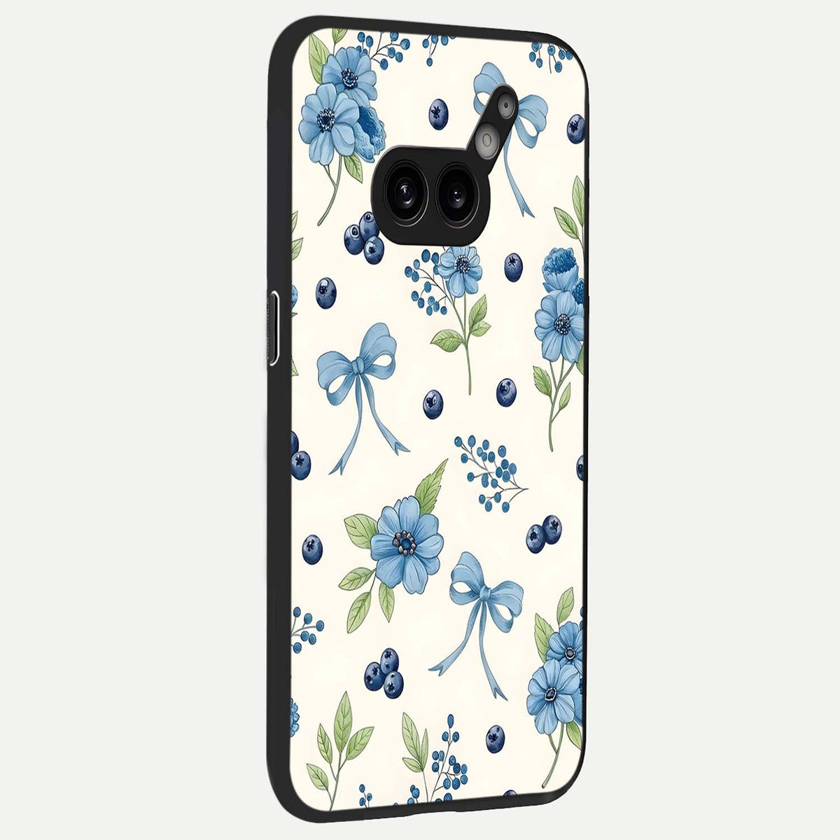  Blue Flower And Bow back cover For Nothing Phone 2A Plus slim fit glass case with vibrant aesthetic design