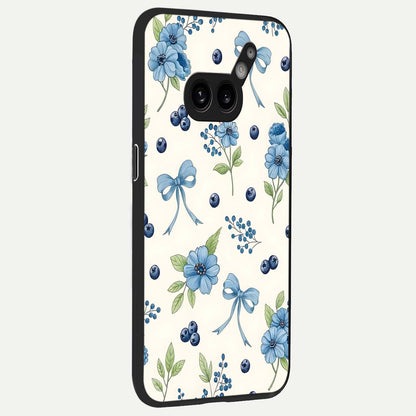  Blue Flower And Bow back cover For Nothing Phone 2A Plus slim fit glass case with vibrant aesthetic design