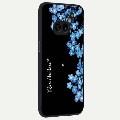  Blue Petal Dream Custom Name back cover For Nothing Phone 2A Plus slim fit glass case with vibrant aesthetic design