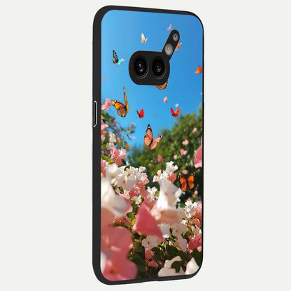  Butterflies In Bloom Sky back cover For Nothing Phone 2A Plus slim fit glass case with vibrant aesthetic design