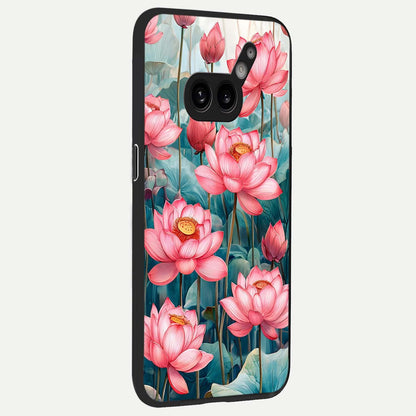  Celestial Pink Lotus back cover For Nothing Phone 2A Plus slim fit glass case with vibrant aesthetic design