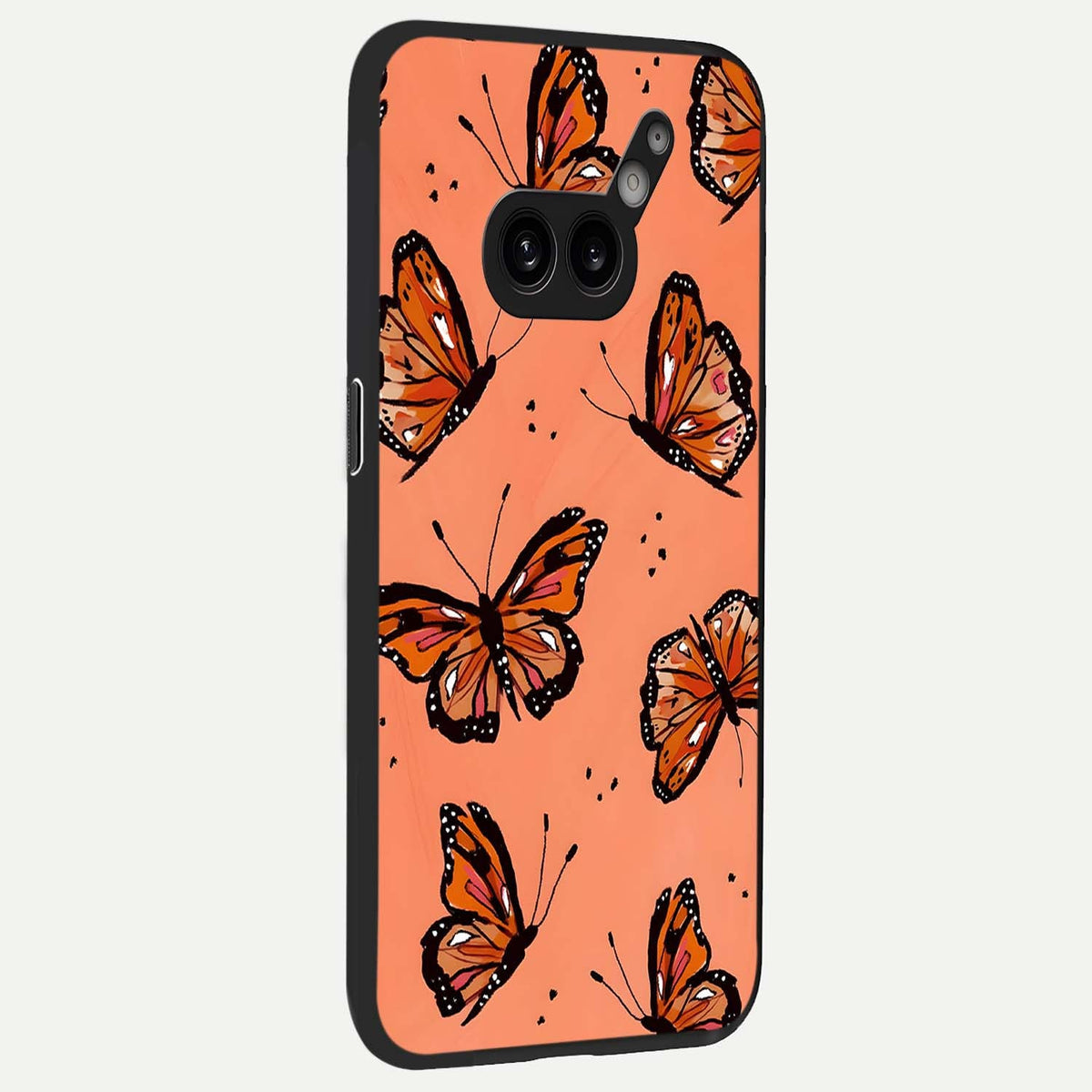  Coral Wing Butterfly back cover For Nothing Phone 2A Plus slim fit glass case with vibrant aesthetic design