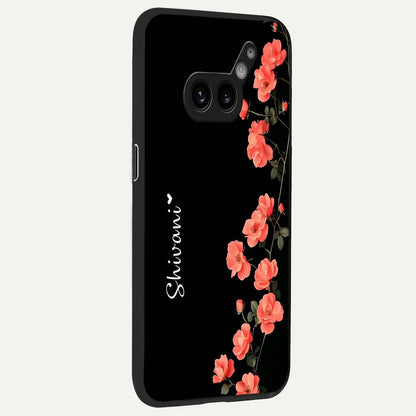  Crimson Bloom Grace Custom Name back cover For Nothing Phone 2A Plus slim fit glass case with vibrant aesthetic design