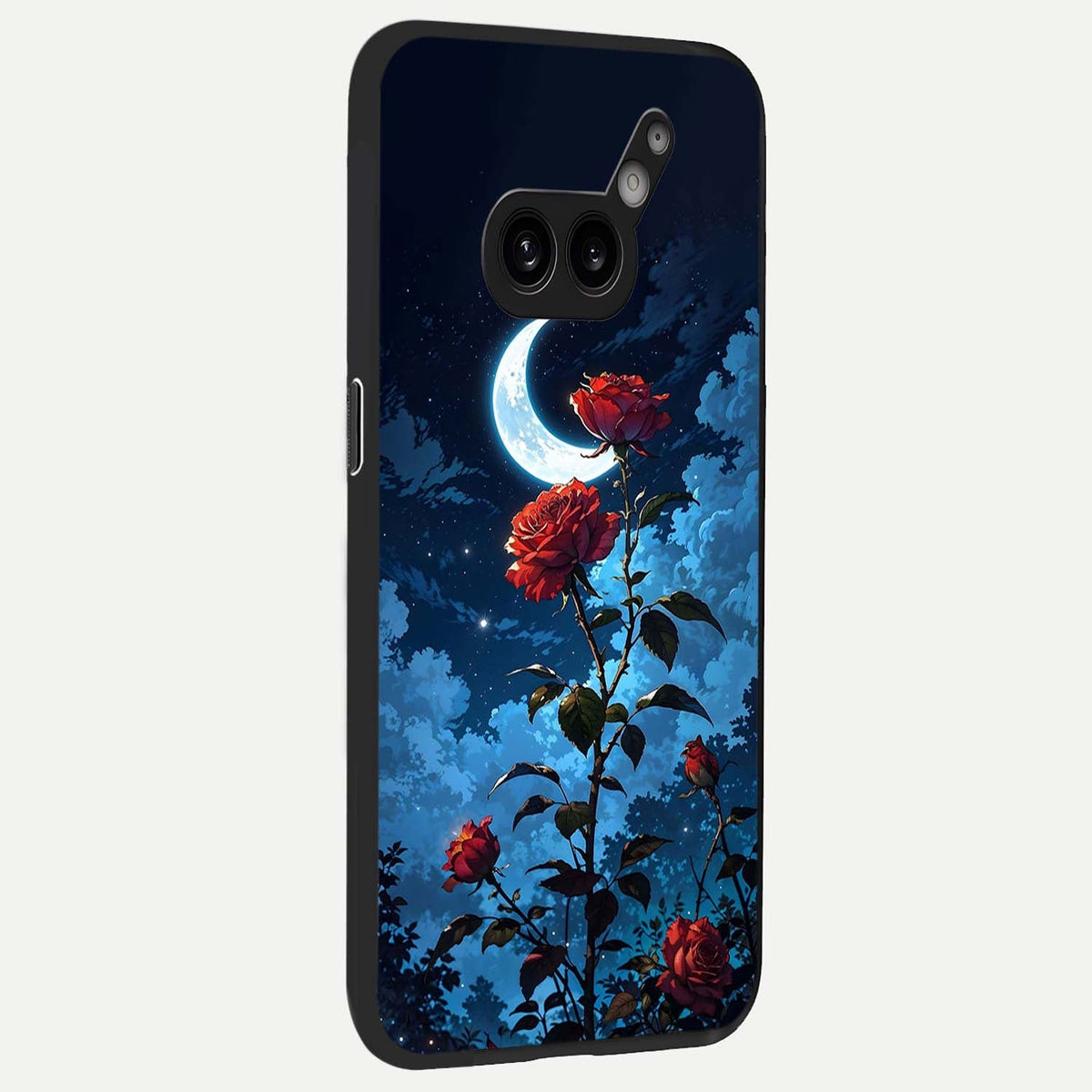  Crimson Rose Moon back cover For Nothing Phone 2A Plus slim fit glass case with vibrant aesthetic design