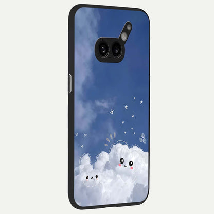  Cute Blossom Cloud back cover For Nothing Phone 2A Plus slim fit glass case with vibrant aesthetic design