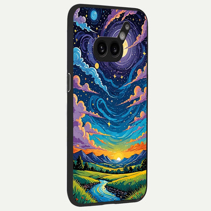  Dreamy Night Landscape back cover For Nothing Phone 2A Plus slim fit glass case with vibrant aesthetic design