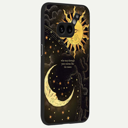  Golden Lunar Love back cover For Nothing Phone 2A Plus slim fit glass case with vibrant aesthetic design