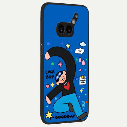  Happy Luck Vibe back cover For Nothing Phone 2A Plus slim fit glass case with vibrant aesthetic design