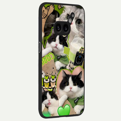  Matcha Cats Mood back cover For Nothing Phone 2A Plus slim fit glass case with vibrant aesthetic design