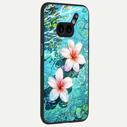  Pink Flowers in Water back cover For Nothing Phone 2A Plus slim fit glass case with vibrant aesthetic design