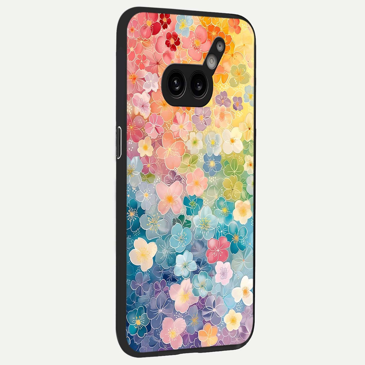  Rainbow Blossom Burst back cover For Nothing Phone 2A Plus slim fit glass case with vibrant aesthetic design