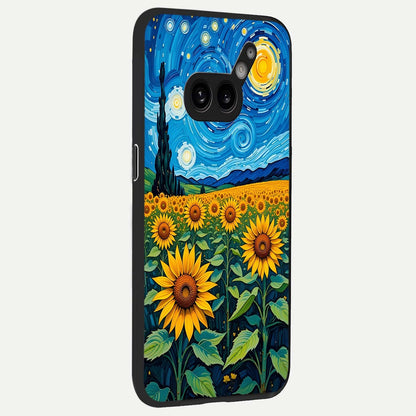  Starry Sunflower Dreams back cover For Nothing Phone 2A Plus slim fit glass case with vibrant aesthetic design