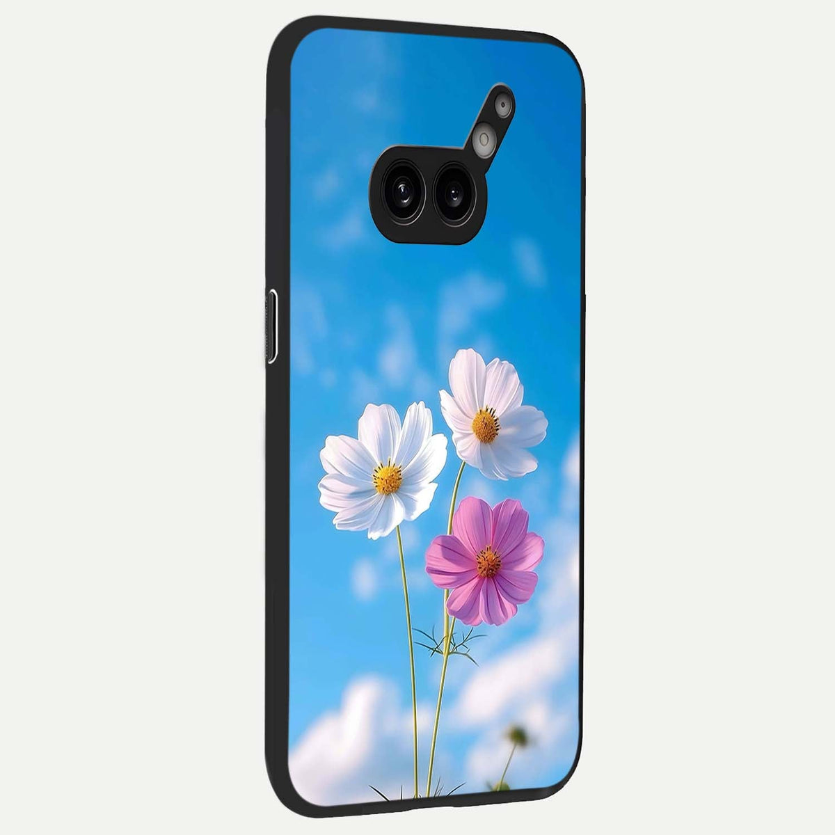  Tripple Flowers With Sky back cover For Nothing Phone 2A Plus slim fit glass case with vibrant aesthetic design