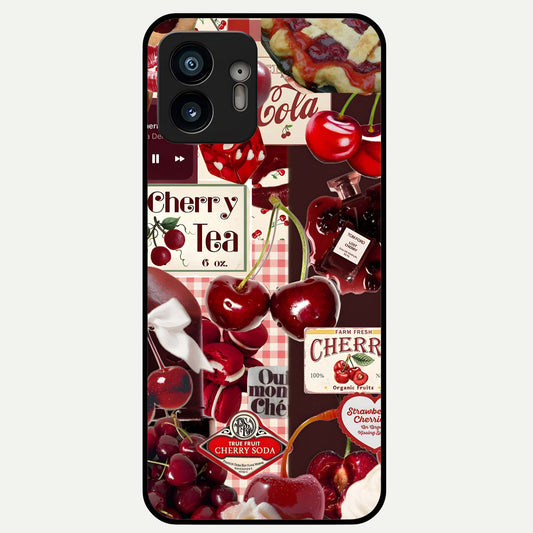 Aesthetic Cherry Tea Glass Case For Nothing Phone 2 back cover – full design glossy printed glass finish