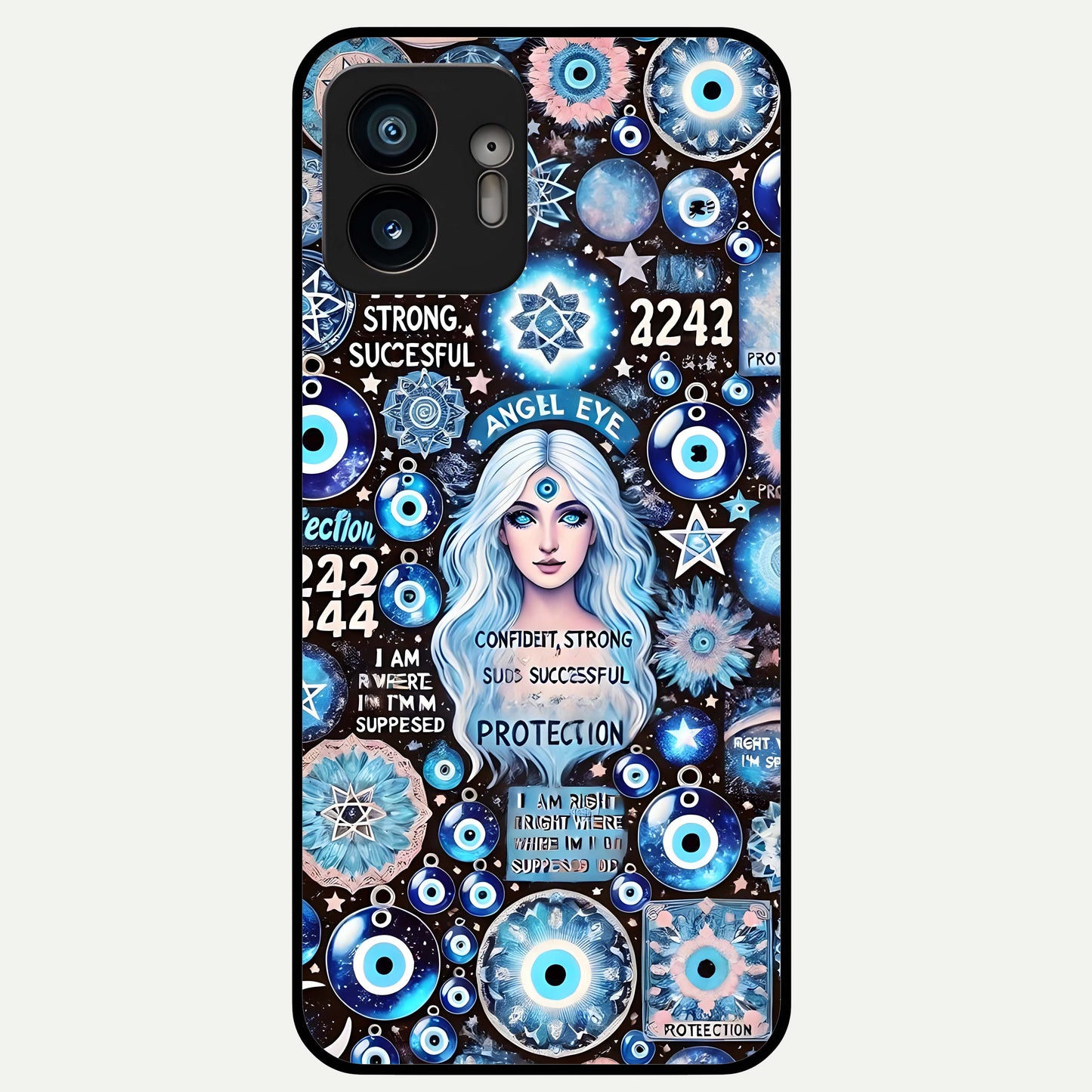  Angel Aura Shield Glass Case For Nothing Phone 2 back cover – full design glossy printed glass finish