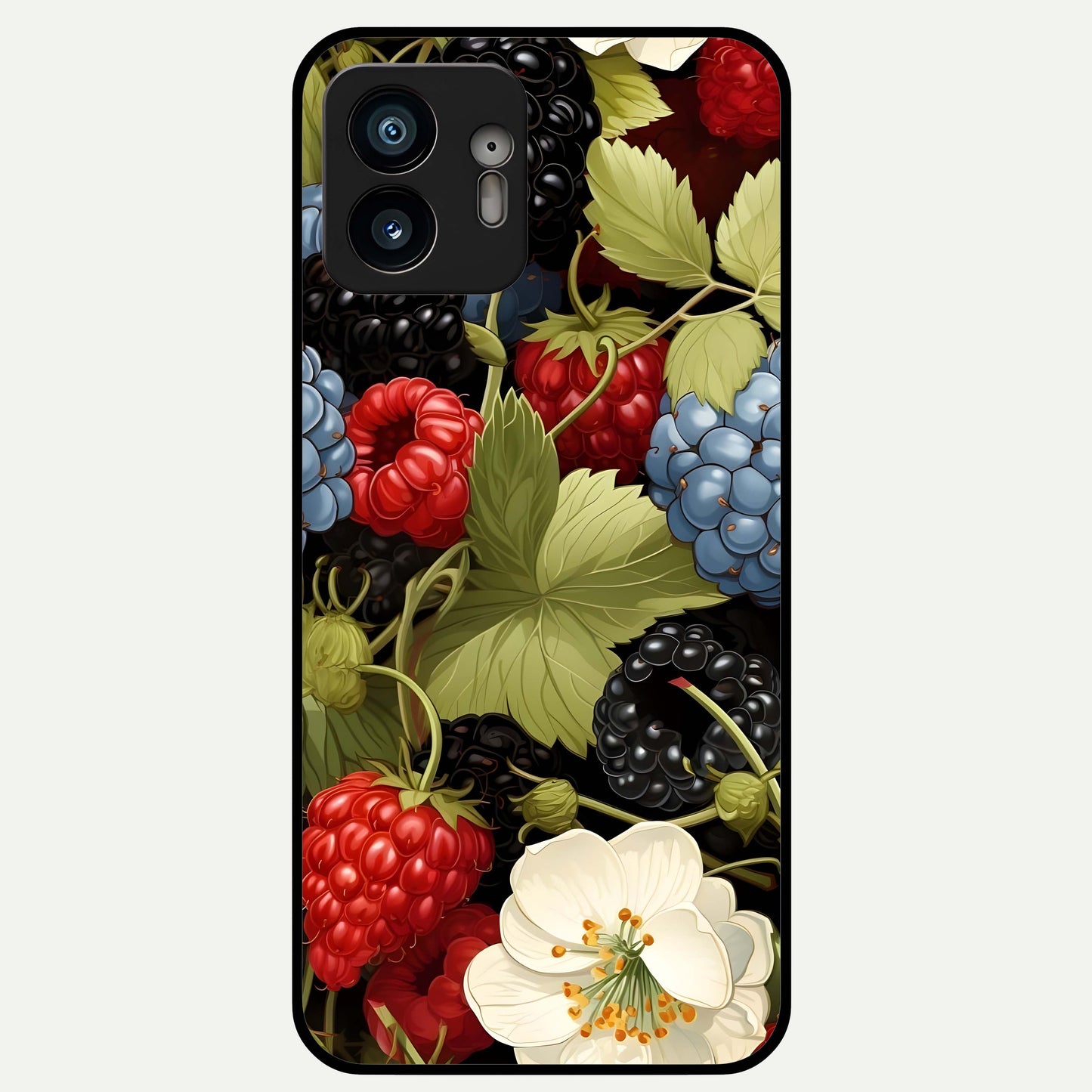  Berry Bloom Charm Glass Case For Nothing Phone 2 back cover – full design glossy printed glass finish