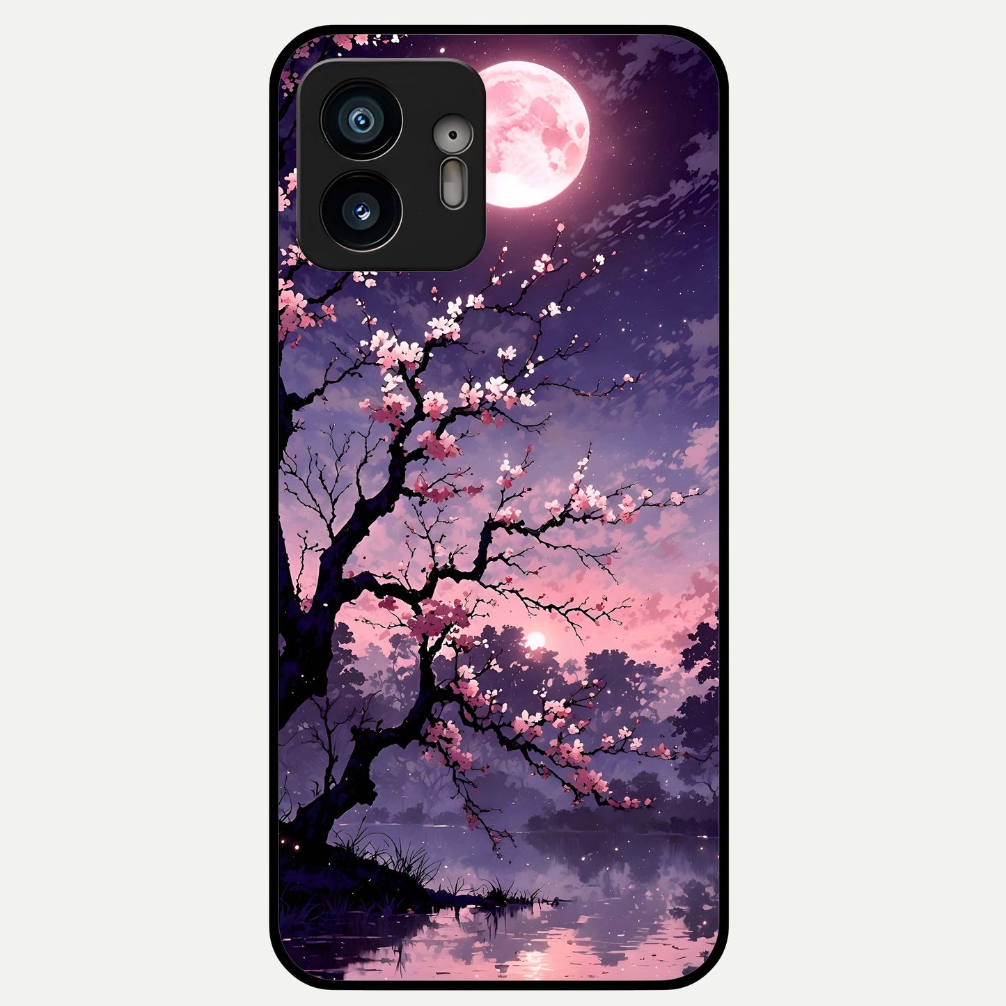  Blossom Pink Moon Glass Case For Nothing Phone 2 back cover – full design glossy printed glass finish