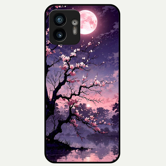  Blossom Pink Moon Glass Case For Nothing Phone 2 back cover – full design glossy printed glass finish