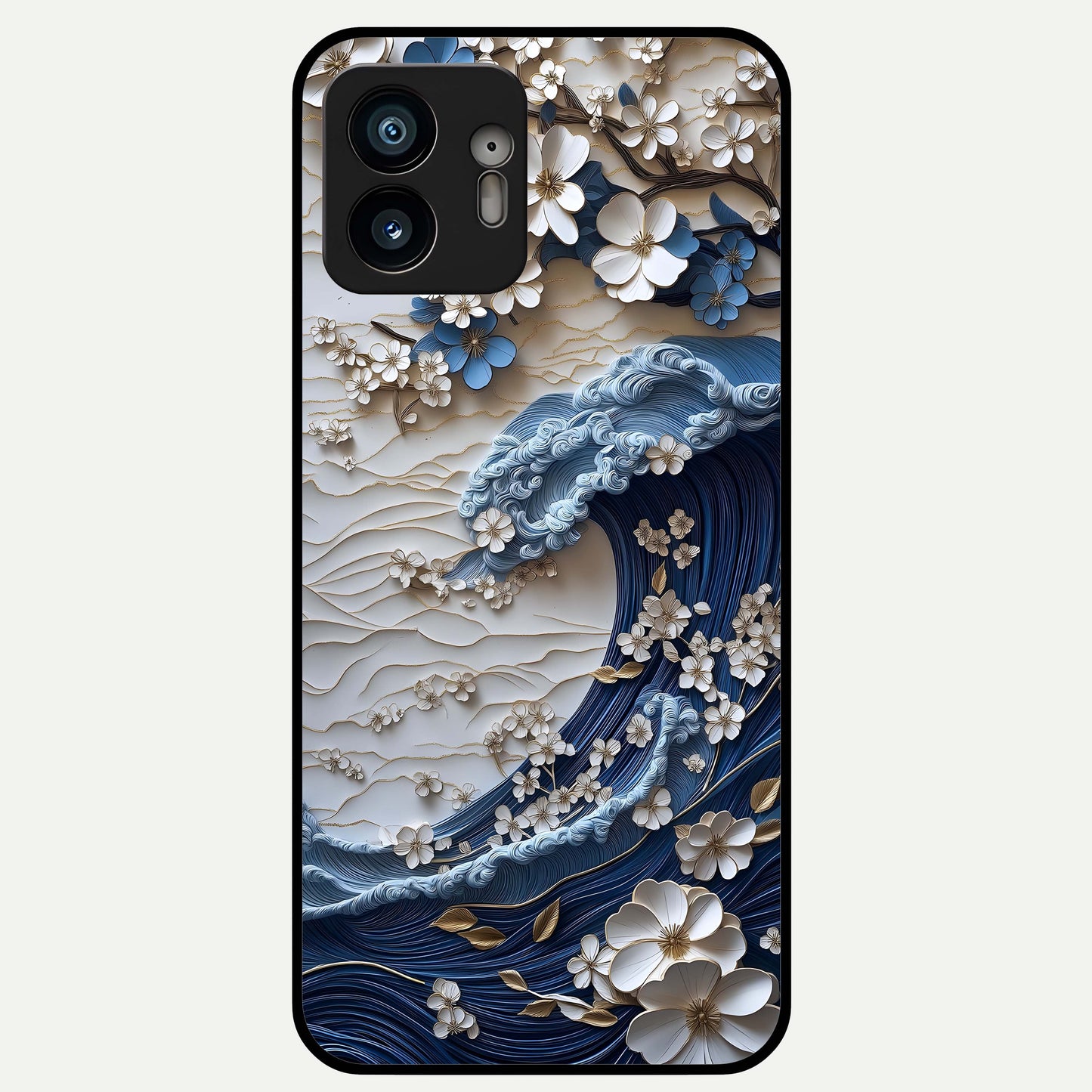  Blossom Wave Art Glass Case For Nothing Phone 2 back cover – full design glossy printed glass finish