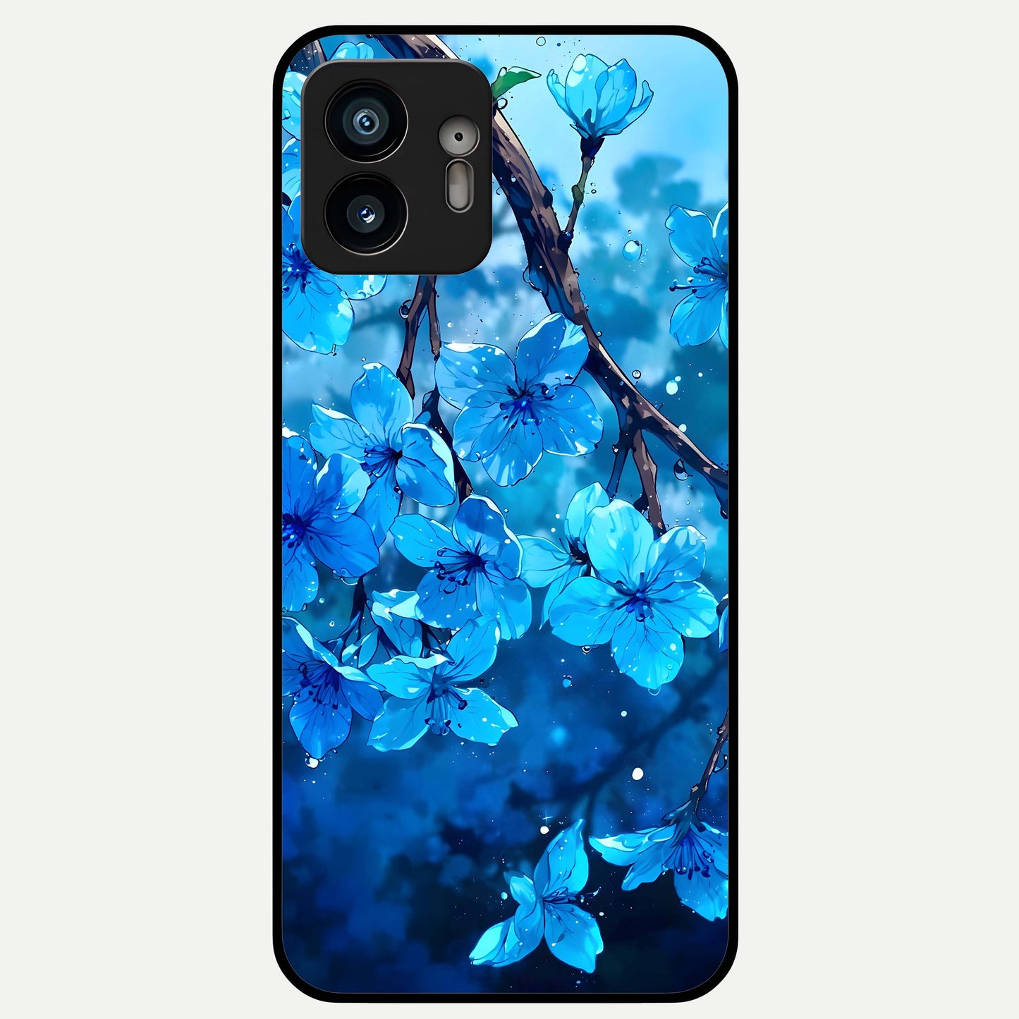  Blue Blossoms Branch Glass Case For Nothing Phone 2 back cover – full design glossy printed glass finish