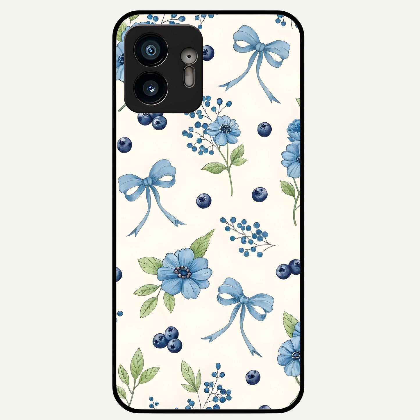  Blue Flower And Bow Glass Case For Nothing Phone 2 back cover – full design glossy printed glass finish