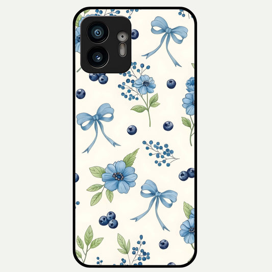  Blue Flower And Bow Glass Case For Nothing Phone 2 back cover – full design glossy printed glass finish