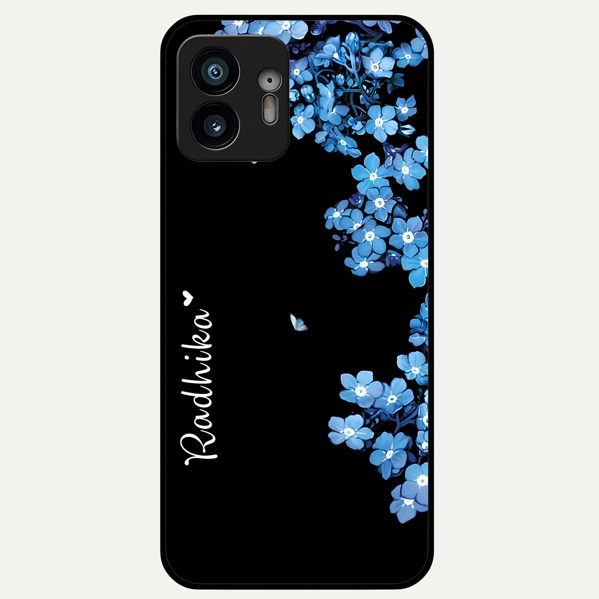  Blue Petal Dream Custom Name Glass Case For Nothing Phone 2 back cover – full design glossy printed glass finish