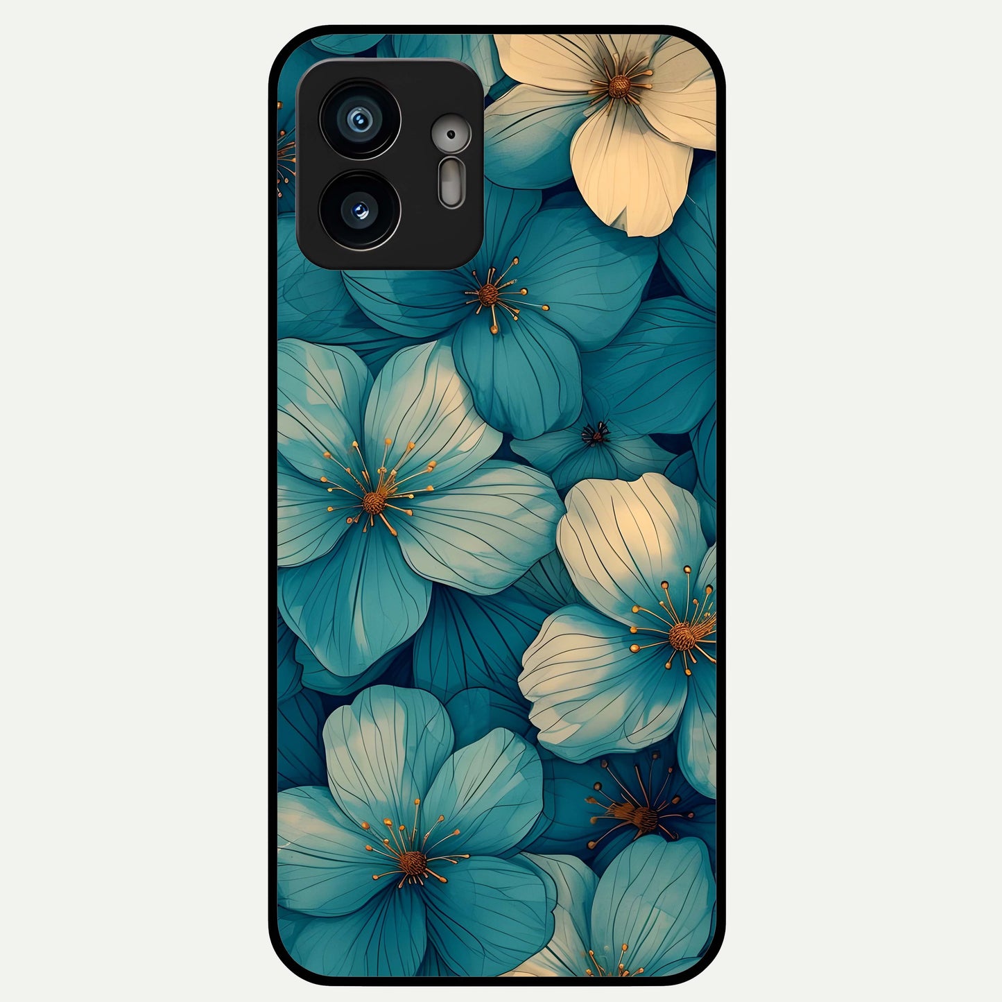  Blue Shade Floral Glass Case For Nothing Phone 2 back cover – full design glossy printed glass finish